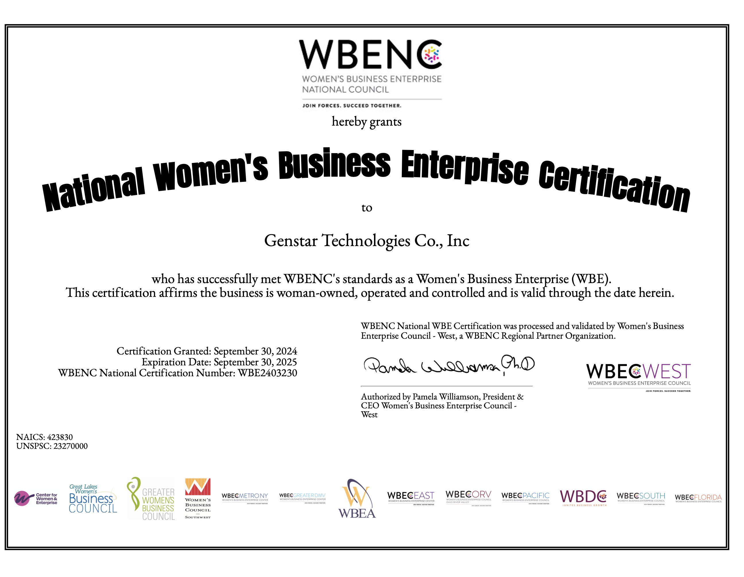 WBE Certificate