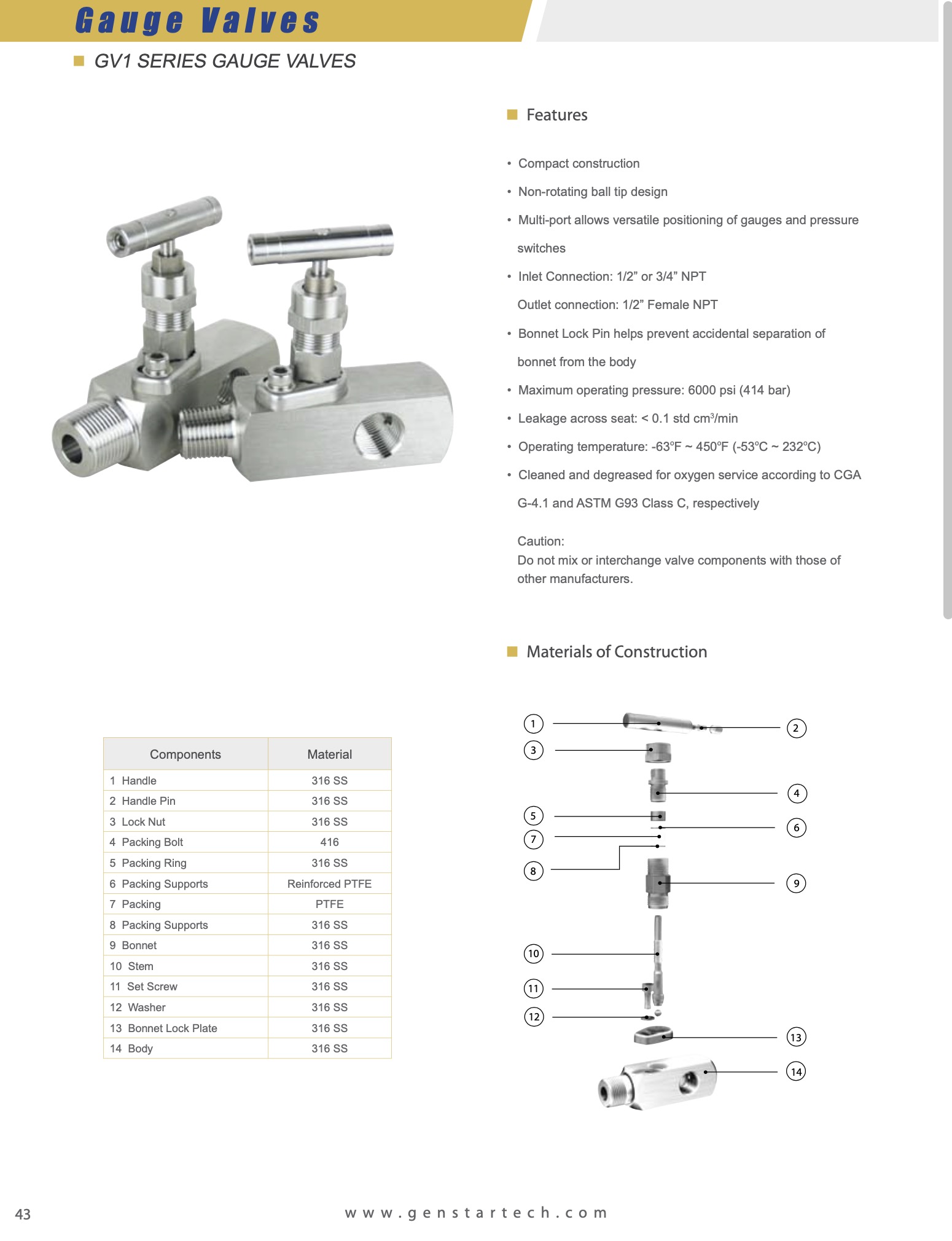 GV1 Series Gauge Valves