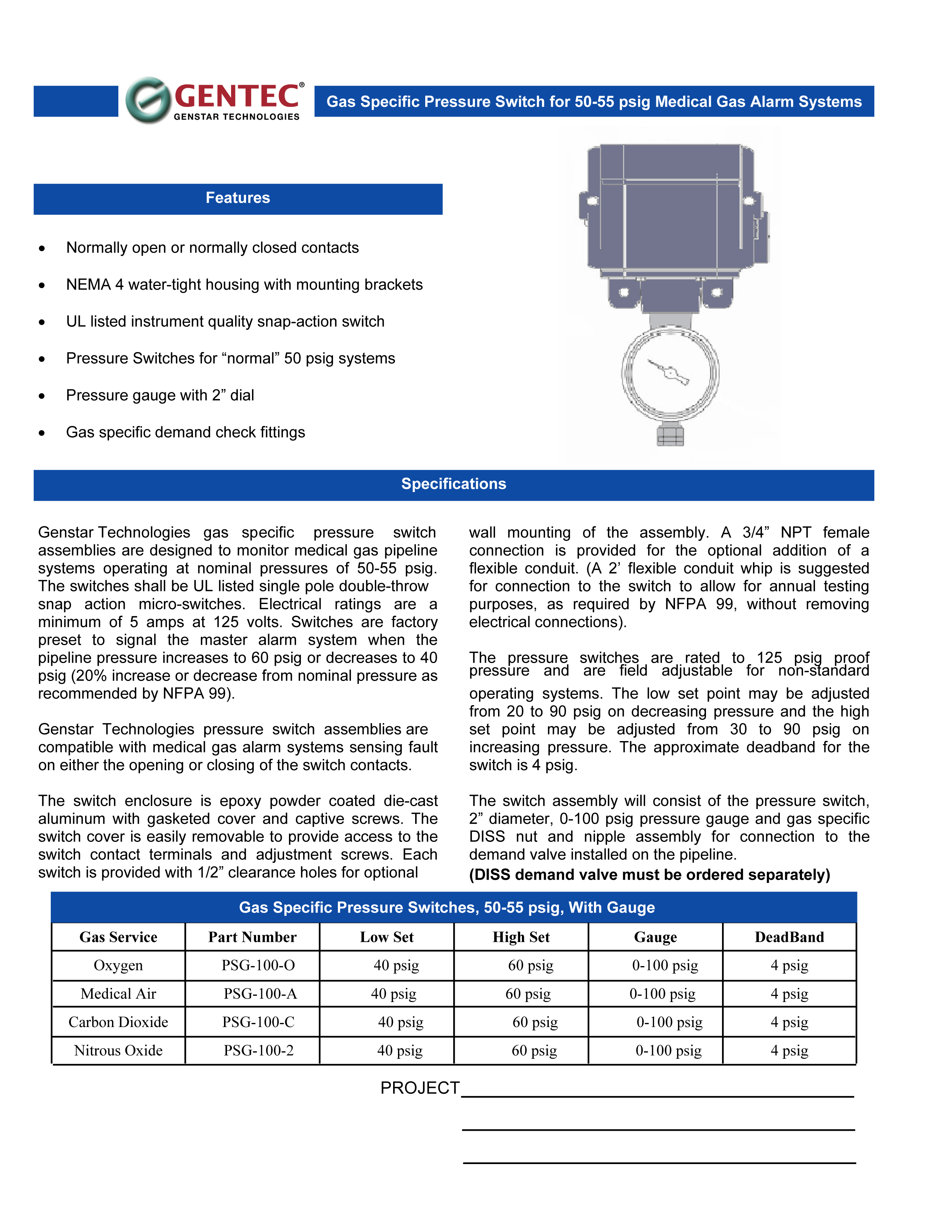 Gas Specific Pressure Switch for 50-55 psig Medical Gas Alarm Systems.pdf