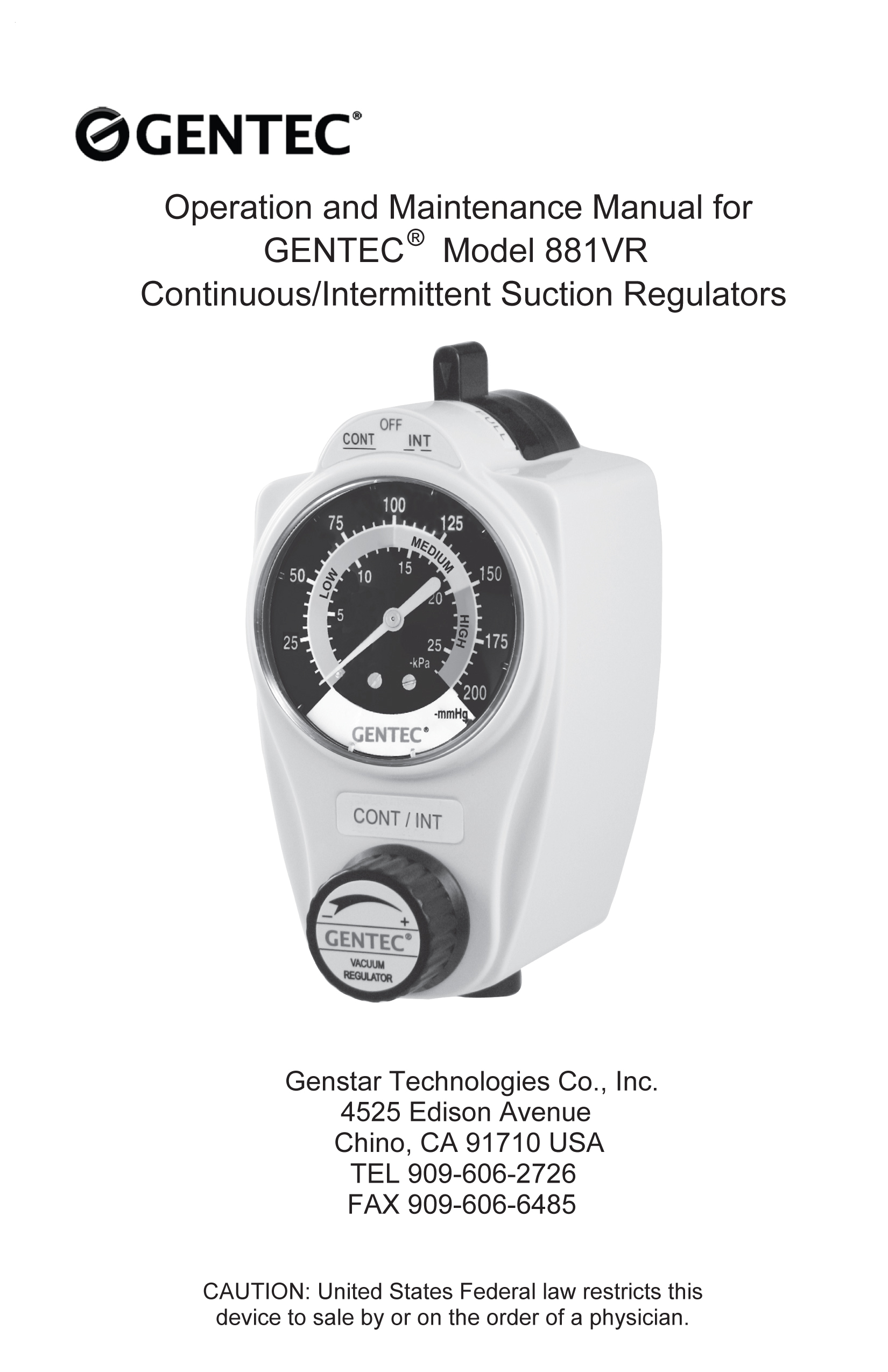 Operation and Maintenance Manual for 881VR Analog Suction Regulators.pdf