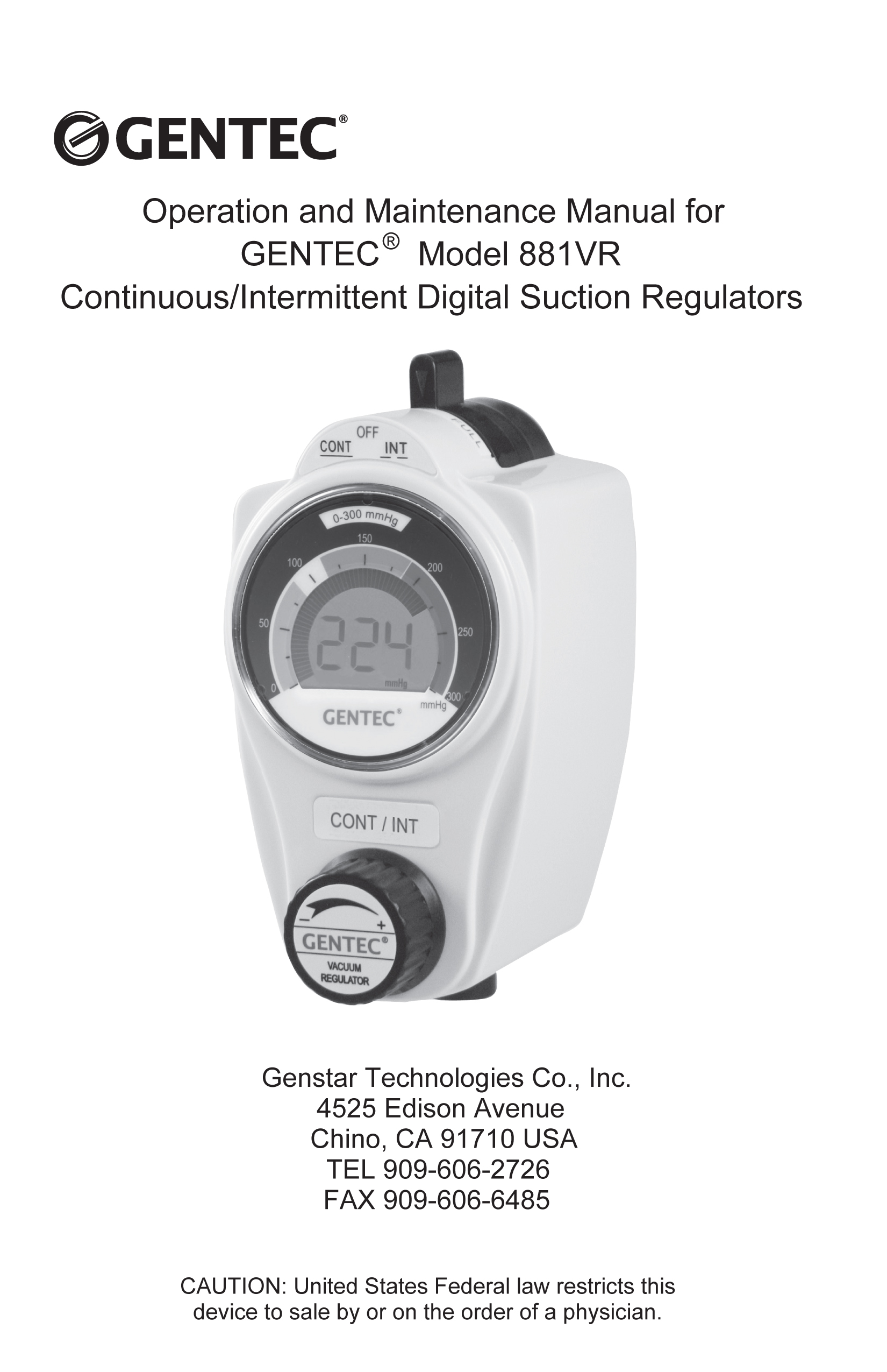 Operation and Maintenance Manual for 881VR Digital Suction Regulators .pdf